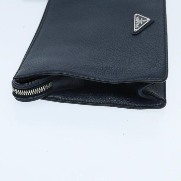 Prada Vitello Navy Leather Clutch Bag (Pre-Owned) - Picture 4 of 16